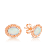 White Opal Stud Earrings in 9ct Rose Gold - Wallace Bishop