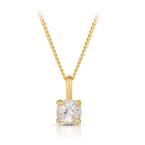 White Topaz Round Pendant in 9ct Yellow Gold - Wallace Bishop