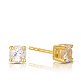 White Topaz Round Stud Earrings in 9ct Yellow Gold - Wallace Bishop