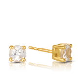 White Topaz Round Stud Earrings in 9ct Yellow Gold - Wallace Bishop