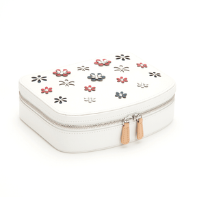 WOLF Blossom White Leather Flower Travel Case - Wallace Bishop