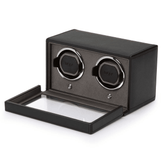 WOLF Cub Black Leather Double Automatic Watch Winder with Cover - Wallace Bishop