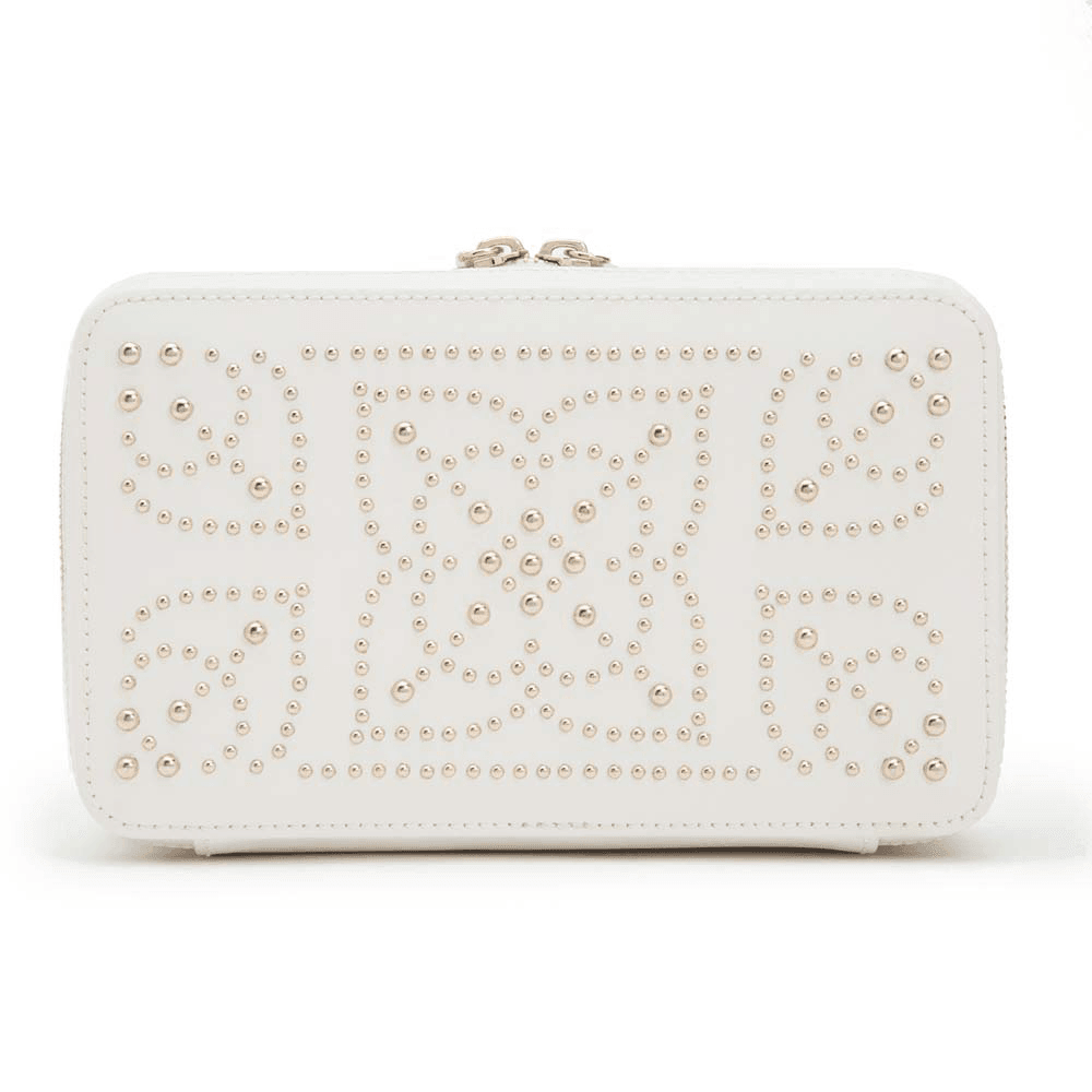 WOLF Marrakesh White Leather & Cream Zip Case - Wallace Bishop