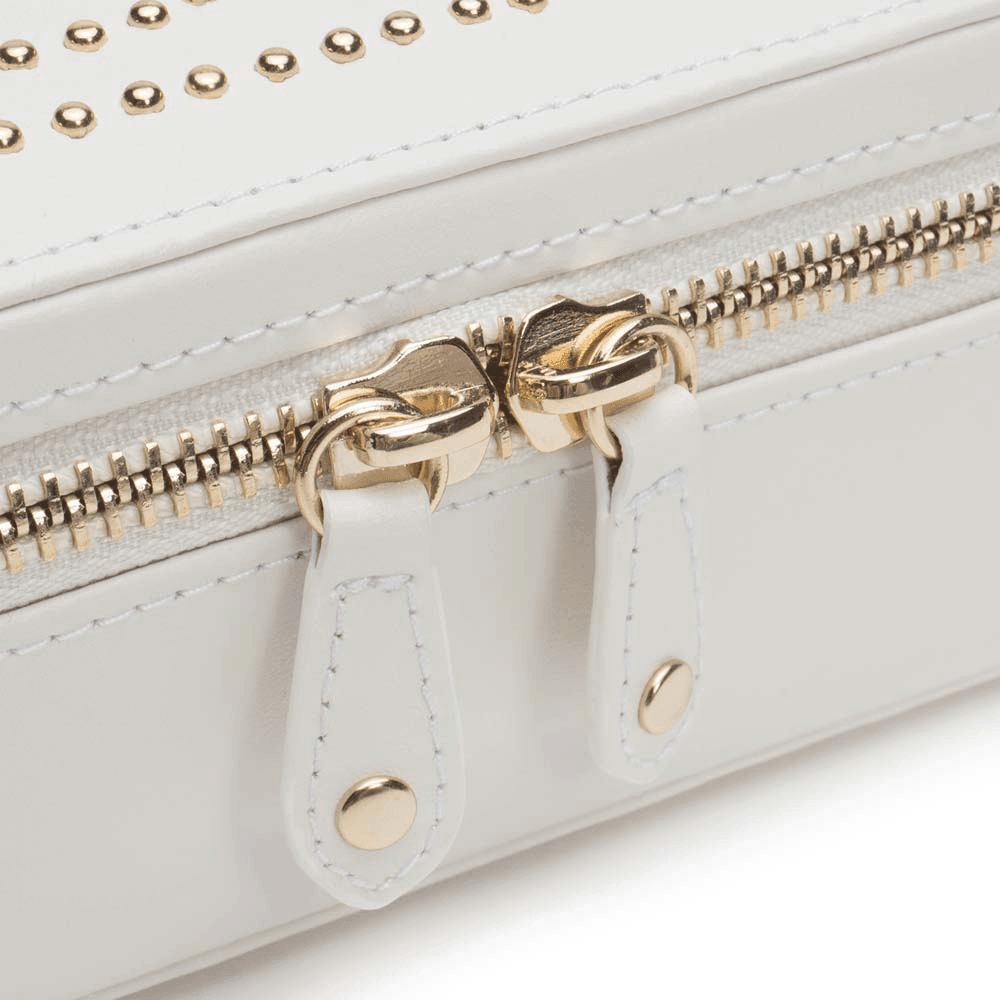 WOLF Marrakesh White Leather & Cream Zip Case - Wallace Bishop