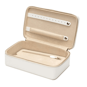 WOLF Marrakesh White Leather & Cream Zip Case - Wallace Bishop