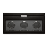 WOLF Viceroy Black Leather Triple Automatic Watch Winder with Storage - Wallace Bishop