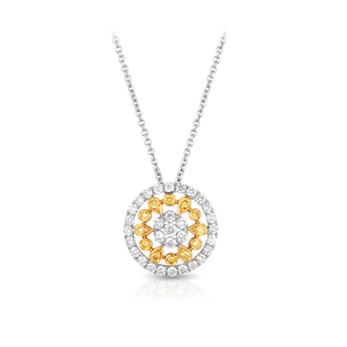 Yellow Diamond Pendant Necklace in 18ct Yellow and White Gold - Wallace Bishop
