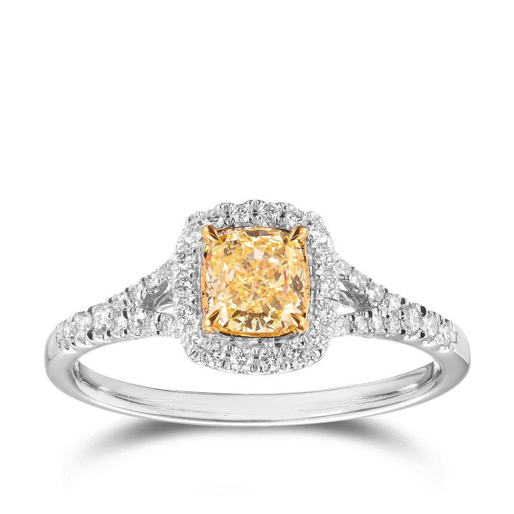 Yellow Diamond Ring in 18ct White and Yellow Gold - Wallace Bishop