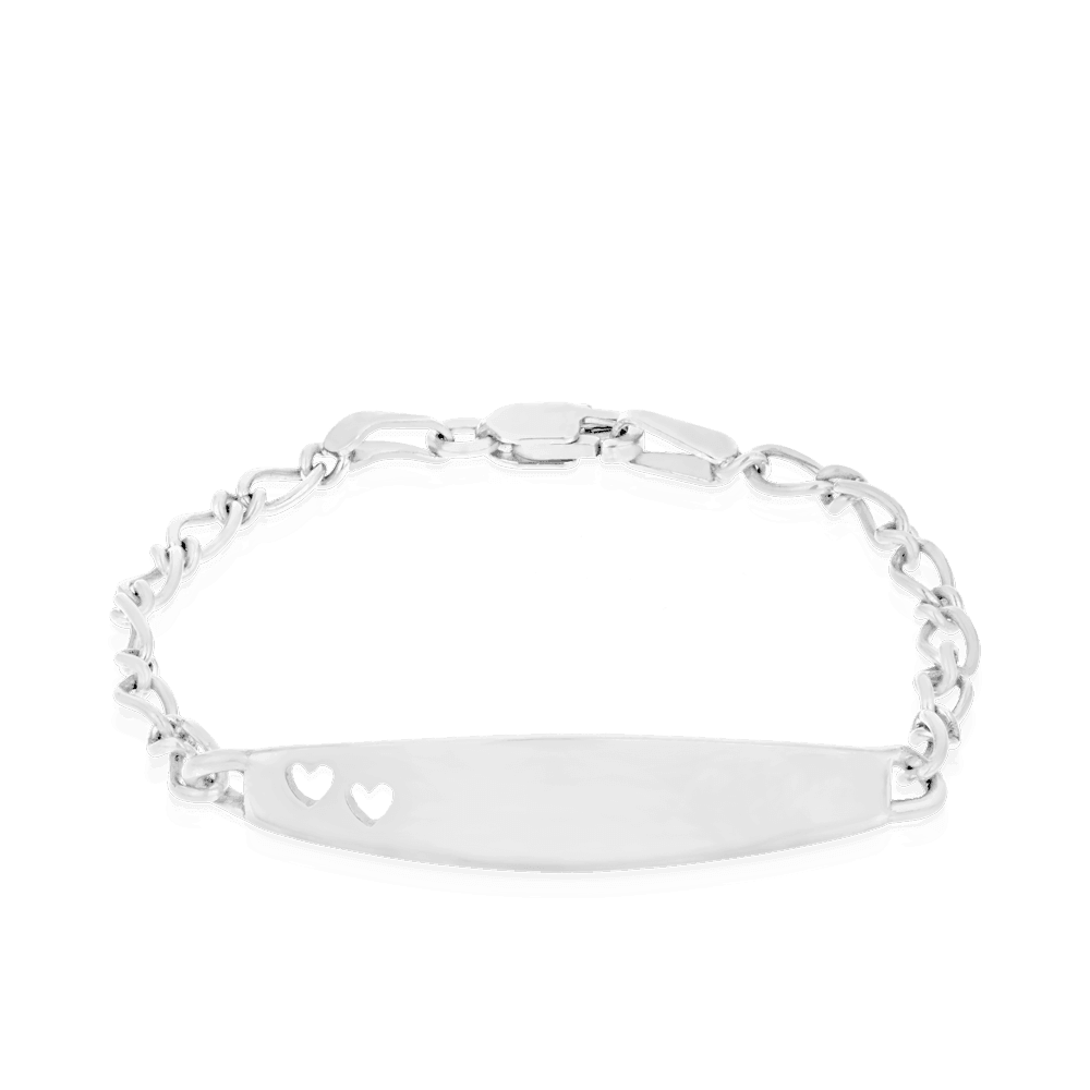 10cm Newborn/Baby ID Heart Bracelet in Sterling Silver - Wallace Bishop