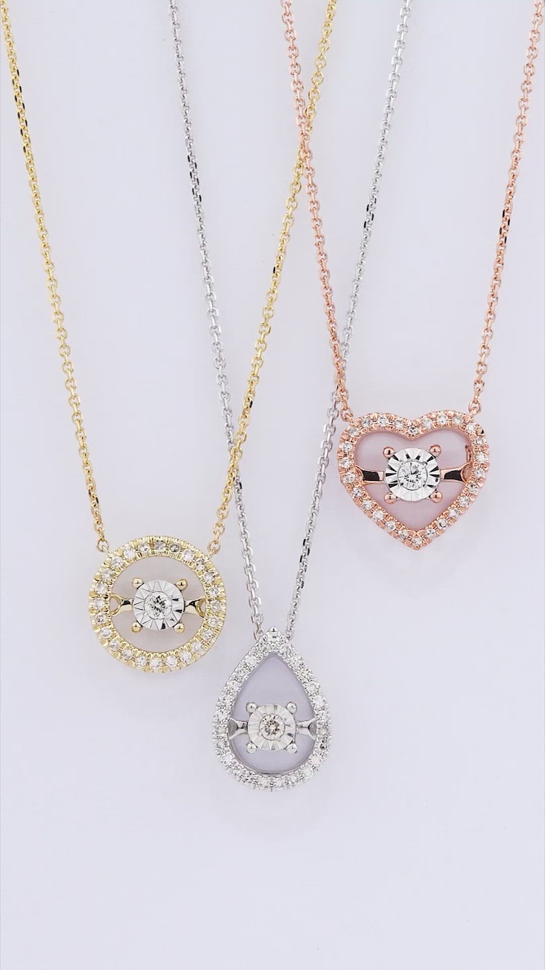 Dancing Diamond Halo Pendant in 9ct Rose Gold