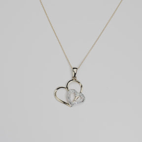 Diamond Heart Pendant in 9ct Yellow and White Gold TGW 0.027ct