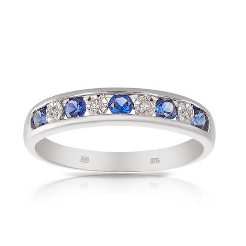 Created Sapphire & Diamond Ring in 9ct White Gold - Wallace Bishop