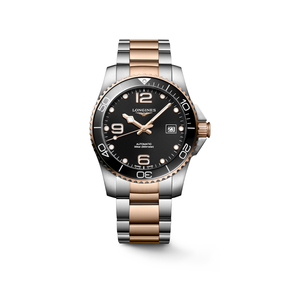Longines Stainless Steel & Rose IP Hydro Conquest Men's 41mm Diver Automatic Watch L3.781.3.58.7