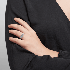 Bluebird of Happiness® Aquamarine and Diamond Halo Trilogy Ring in 9ct White Gold - Wallace Bishop
