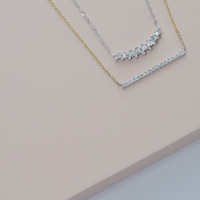 Diamond Bar Necklace in 9ct Yellow and White Gold TGW 0.16ct