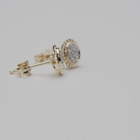 Diamond Cluster Stud Earrings in 9ct White & Yellow Gold