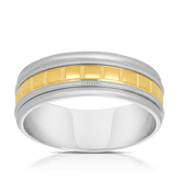 Pattern Wedder Ring in 9ct White and Yellow Gold - Wallace Bishop