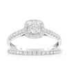 Round Brilliant Cut Diamond Halo Bridal Set Rings in 18ct White Gold - Wallace Bishop