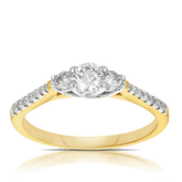0.50ct TW Diamond Three Stone Engagement Ring in 9ct Yellow & White Gold - Wallace Bishop