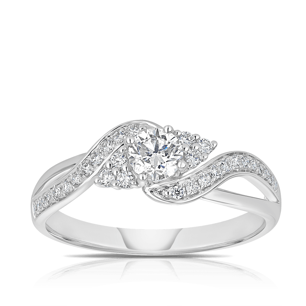 Twist Claw & Grain Diamond Engagement Ring in 9ct White Gold Ring TDW0.5ct - Wallace Bishop