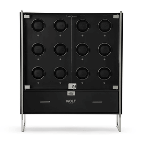 WOLF Regent Timber & Glass 12 Piece Cabinet Automatic Watch Winder with Locks & Storage - Wallace Bishop